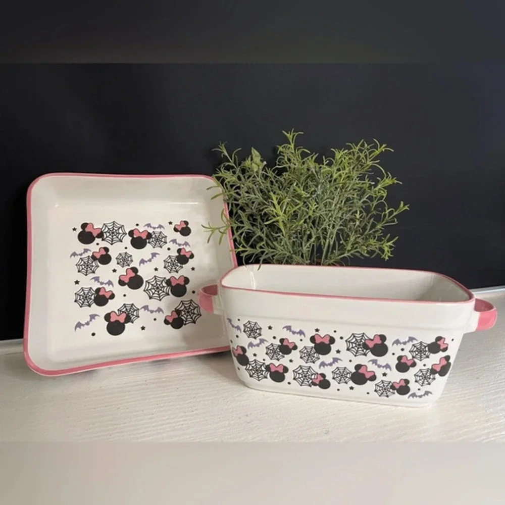 Disney Minnie Mouse Spider Web Casserole Dish Set & Loaf Pan NWT